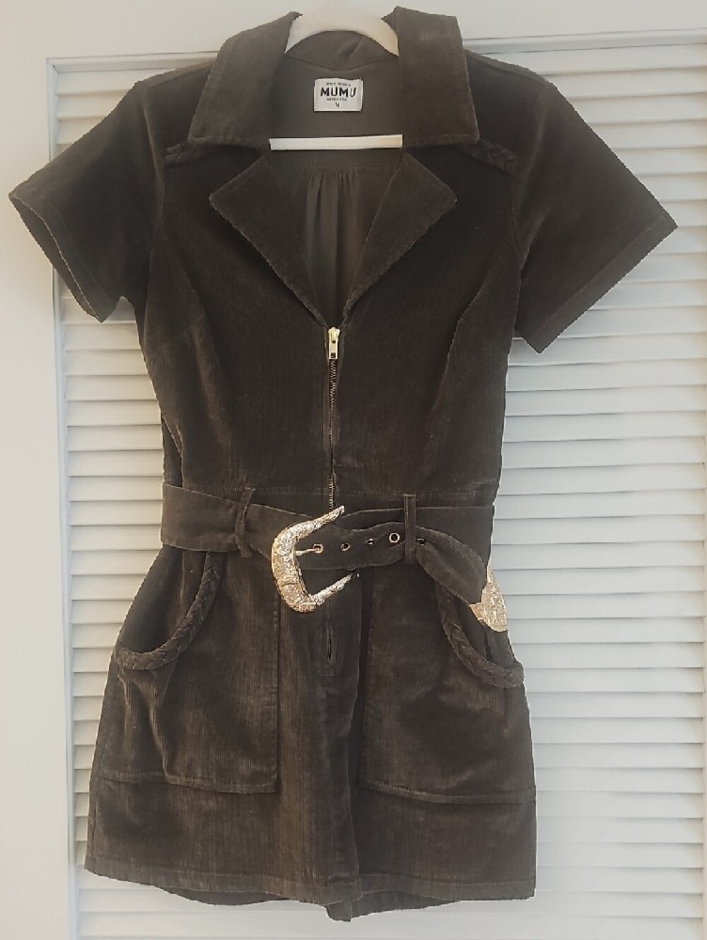 Show Me Your MUMU OUTLAW green Cordoroy Dress Sz M - Picture 4 of 7